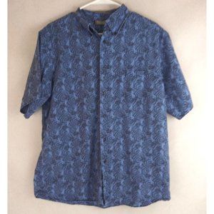 David Cremieux Signature Collection Men's Blue Floral Paisley Casual Shirt Large
